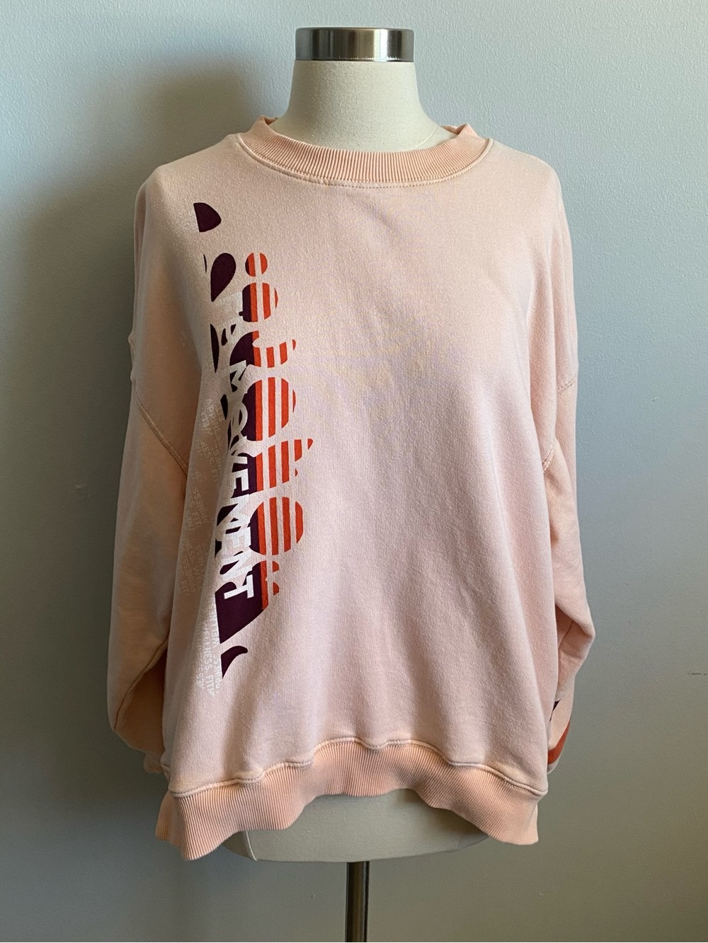 Free People Movement All Star Logo Pink Pullover Sweatshirt Size XS